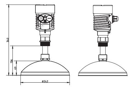 抛物(wu)面雷(lei)達物(wu)位計(ji)外型(xing)尺寸(cun)圖