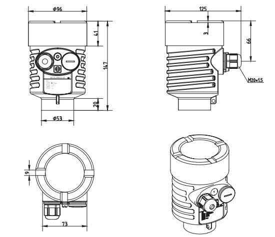 高(gao)溫喇(la)叭天(tian)線雷(lei)達物(wu)位計(ji)外形(xing)尺寸(cun)圖