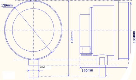 防爆(bao)電接點(dian)雙金屬(shu)溫度計(ji)外形尺(chi)寸